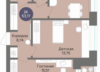 Продажа двухкомнатной квартиры, 53.2 м2, Новосибирск, Рубиновая улица, 13, Советский район