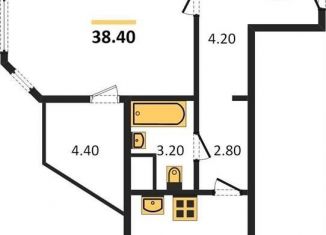 1-комнатная квартира на продажу, 38.4 м2, Воронеж, Левобережный район