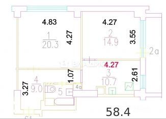 Продаю двухкомнатную квартиру, 59 м2, Москва, Ленинский проспект, 144к3