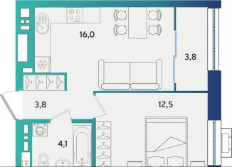 Однокомнатная квартира на продажу, 40.2 м2, Татарстан