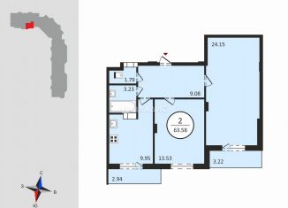 Продаю 2-комнатную квартиру, 63.5 м2, Владимир, улица Родионовка, 4А