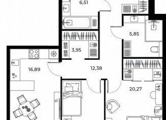 Продаю двухкомнатную квартиру, 81.1 м2, Заречный, Братская улица, 8