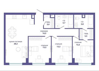 Продам трехкомнатную квартиру, 95.3 м2, Москва, метро Раменки