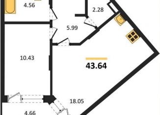 Продаю однокомнатную квартиру, 43.6 м2, Воронеж, Коминтерновский район