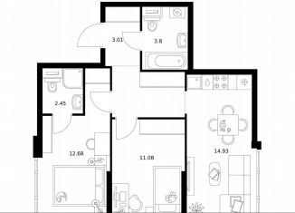 Продается 2-ком. квартира, 53.4 м2, Москва, САО, жилой комплекс Бусиновский Парк, 1.4