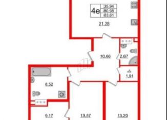 Продажа 3-комнатной квартиры, 83.6 м2, Санкт-Петербург, проспект Авиаконструкторов, 54