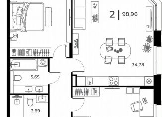 Продаю 2-комнатную квартиру, 99 м2, Заречный, Братская улица, 8