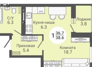 Продажа 1-комнатной квартиры, 38.6 м2, Новосибирск, улица Петухова, 172