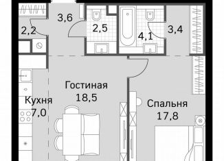 Продам 1-комнатную квартиру, 59.1 м2, Москва, метро Беговая