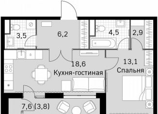 Продам однокомнатную квартиру, 52.6 м2, Москва, Строительный проезд, 9с9, район Покровское-Стрешнево