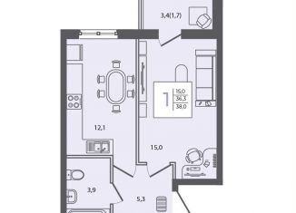 Продам 1-комнатную квартиру, 38 м2, посёлок Пригородный