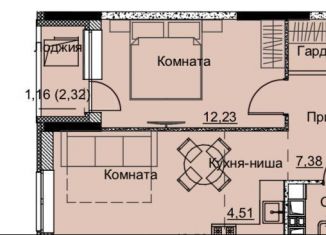 Продажа 1-ком. квартиры, 44.4 м2, Новосибирск, Октябрьский район, Выборная улица, 2