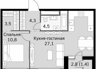 Продам 1-ком. квартиру, 51.9 м2, Москва, СЗАО, Строительный проезд, 9с9