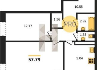 Продаю двухкомнатную квартиру, 57.8 м2, Воронеж, Левобережный район