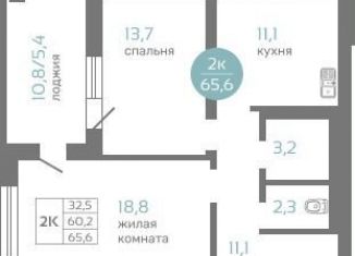 Продаю 2-ком. квартиру, 65.6 м2, Красноярск, Советский район