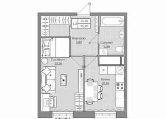 Продаю 1-комнатную квартиру, 39.2 м2, Татарстан