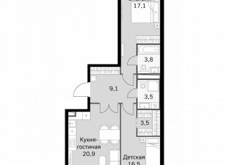 Продается 2-ком. квартира, 76.6 м2, Москва, Строительный проезд, 9с9, метро Тушинская