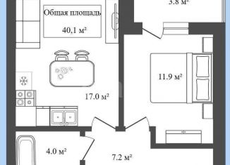 Продается 1-комнатная квартира, 40.1 м2, рабочий посёлок Кольцово, Векторное шоссе, 4