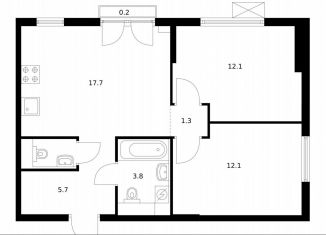 Продажа 2-комнатной квартиры, 54.1 м2, Московская область