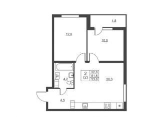 Продается двухкомнатная квартира, 53.6 м2, Ленинградская область