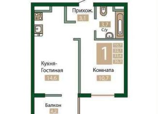 Продажа 1-ком. квартиры, 33.4 м2, посёлок городского типа Молодёжное