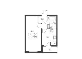 Продаю 1-комнатную квартиру, 35.5 м2, Ленинградская область