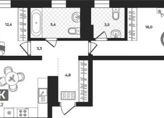 Продается двухкомнатная квартира, 73.2 м2, Тюмень, улица Разведчика Кузнецова, 16, Центральный округ