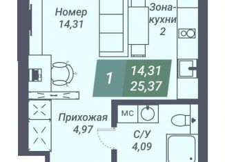 Продаю квартиру студию, 25.4 м2, Новосибирск, Светлановская улица, 46/1