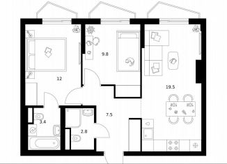 Продаю 2-ком. квартиру, 55 м2, Москва, метро Озёрная