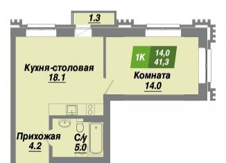 Продается 1-комнатная квартира, 41.3 м2, Новосибирск, метро Заельцовская