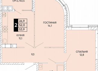 Продается двухкомнатная квартира, 53.9 м2, Ростов-на-Дону, Кировский район