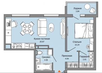 Продажа 1-комнатной квартиры, 45 м2, Ульяновская область, Юго-западная улица, 20