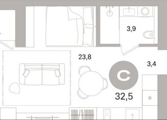 Продам квартиру студию, 32.5 м2, Санкт-Петербург, метро Приморская