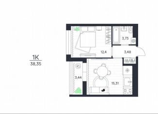 Продажа 1-комнатной квартиры, 38.4 м2, посёлок Петровский, Шоссейный проезд, 25к2