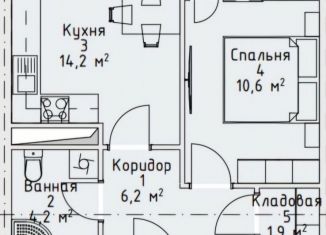 Однокомнатная квартира на продажу, 42.6 м2, Чечня, улица Мамсурова, 9