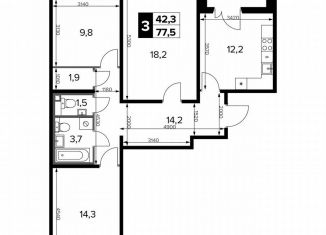 Продаю 3-комнатную квартиру, 77.9 м2, Москва, Ленинградское шоссе, 228к6, Молжаниновский район