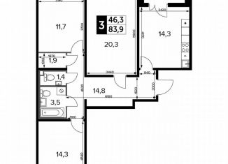 Продается трехкомнатная квартира, 83.9 м2, Москва, Ленинградское шоссе, 228к1, ЖК Первый Ленинградский