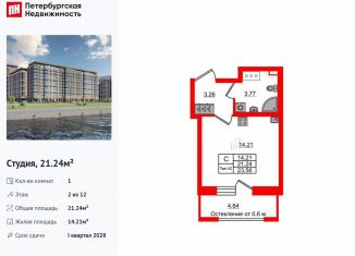 Продажа квартиры студии, 21.2 м2, Санкт-Петербург, метро Проспект Большевиков