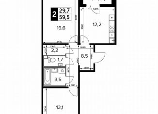 Продажа 2-комнатной квартиры, 59.5 м2, Москва, Ленинградское шоссе, 228к1, ЖК Первый Ленинградский