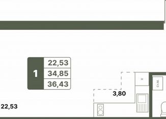 Продам 1-ком. квартиру, 36.4 м2, Республика Башкортостан