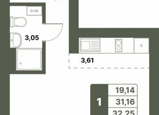 Продаю 1-ком. квартиру, 32.3 м2, Республика Башкортостан