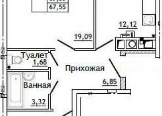 Продаю двухкомнатную квартиру, 67.6 м2, Смоленск, Промышленный район, улица Крупской, 54Б