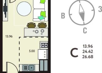 Продается квартира студия, 26.7 м2, село Новая Усмань, бульвар Художников, 3