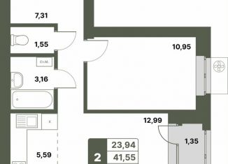 Продам 2-комнатную квартиру, 42.9 м2, село Миловка