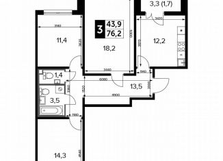 3-ком. квартира на продажу, 76.2 м2, Москва, Ленинградское шоссе, 228к1, ЖК Первый Ленинградский