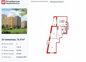 Продажа двухкомнатной квартиры, 76.5 м2, Санкт-Петербург, метро Озерки