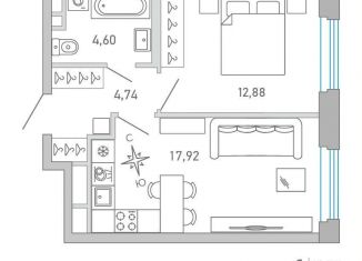 Продается 1-комнатная квартира, 40 м2, Санкт-Петербург, набережная Чёрной речки, 1, метро Петроградская