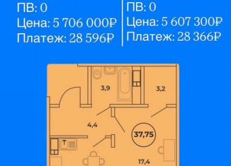 1-комнатная квартира на продажу, 37.8 м2, Улан-Удэ, микрорайон 148А, 1/5