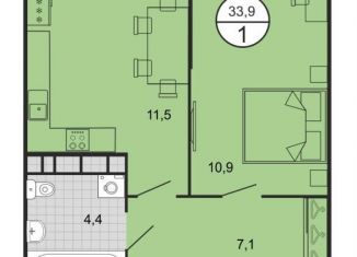 Продам 1-ком. квартиру, 33.9 м2, Михайловск, переулок Ландышей, 4