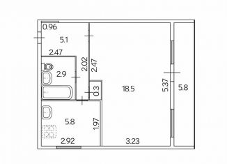 Продается 1-комнатная квартира, 32.3 м2, Санкт-Петербург, Железноводская улица, 48, метро Крестовский остров